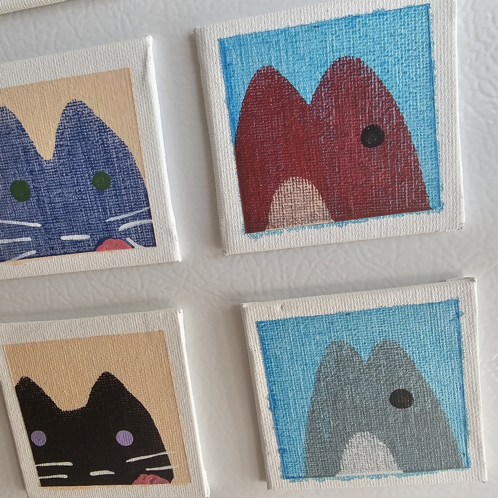 Cat & Fish Painted Magnet Set - Picture 3 of 7